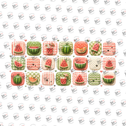 Wassermelonen-Kachelmuster als Rub-on-Sticker, einzeln