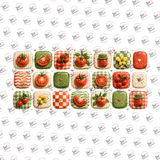 Tomaten-Kachelmuster als Rub-on-Sticker, einzeln