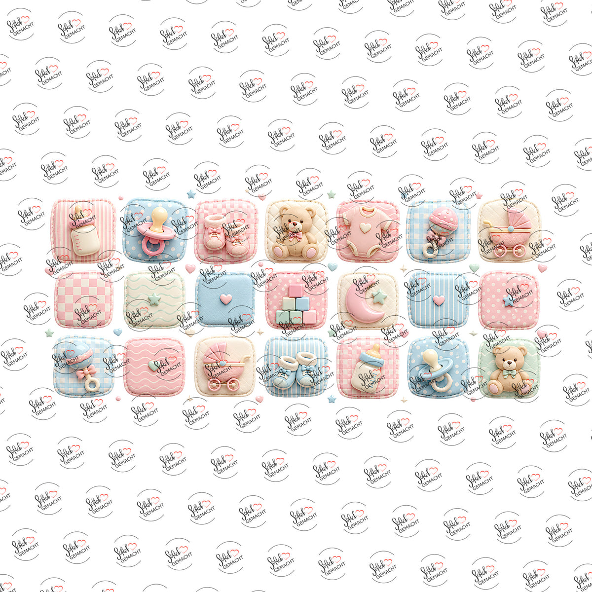 Babymuster in Pastell als Rub-on-Sticker, einzeln