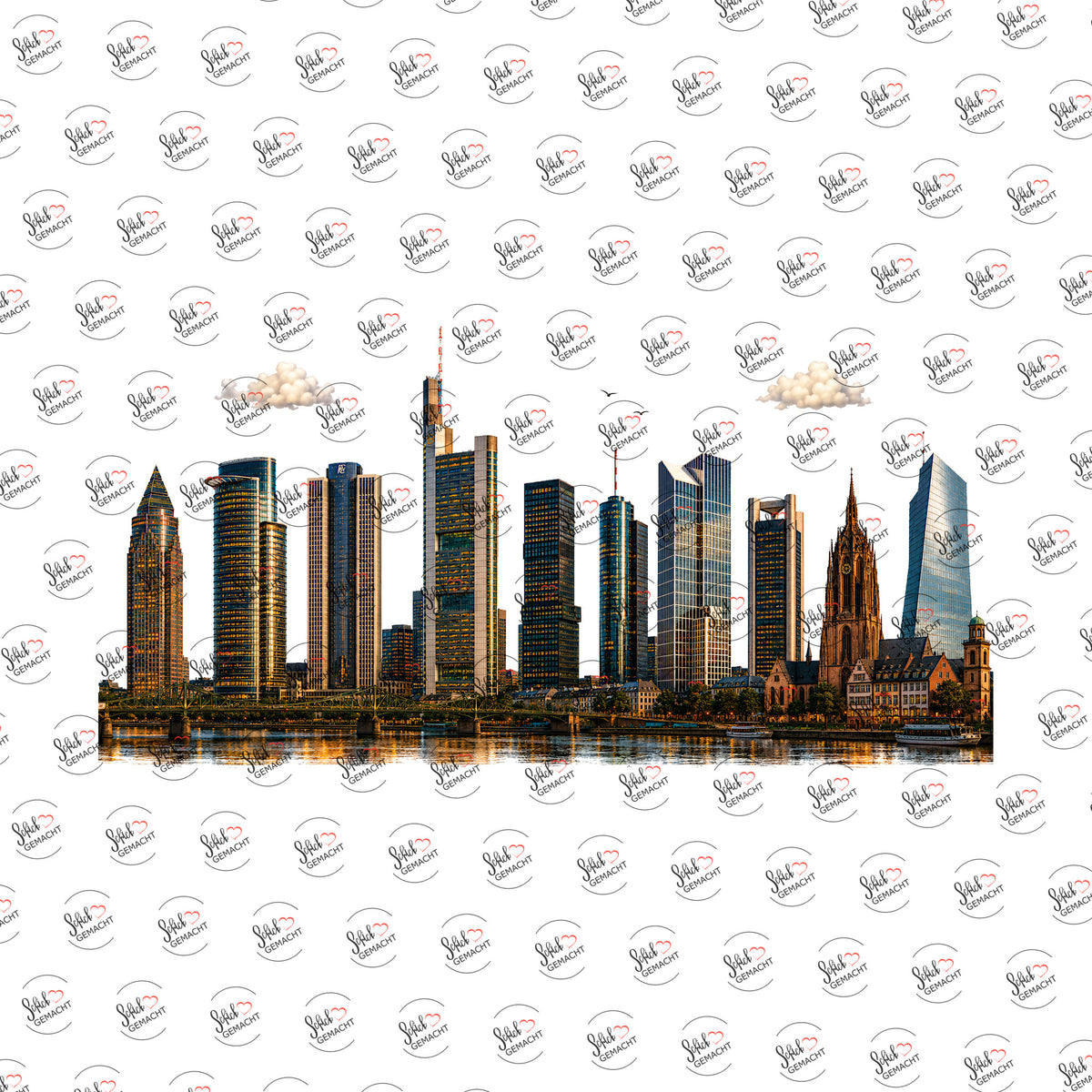 Frankfurter Skyline als Rub-on-Sticker, einzeln