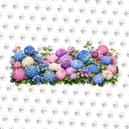 Hortensienmeer in Bunt als Rub-on-Sticker, einzeln