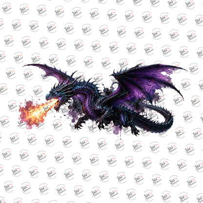 Feuerdrache in Amethyst als Rub-on-Sticker, einzeln
