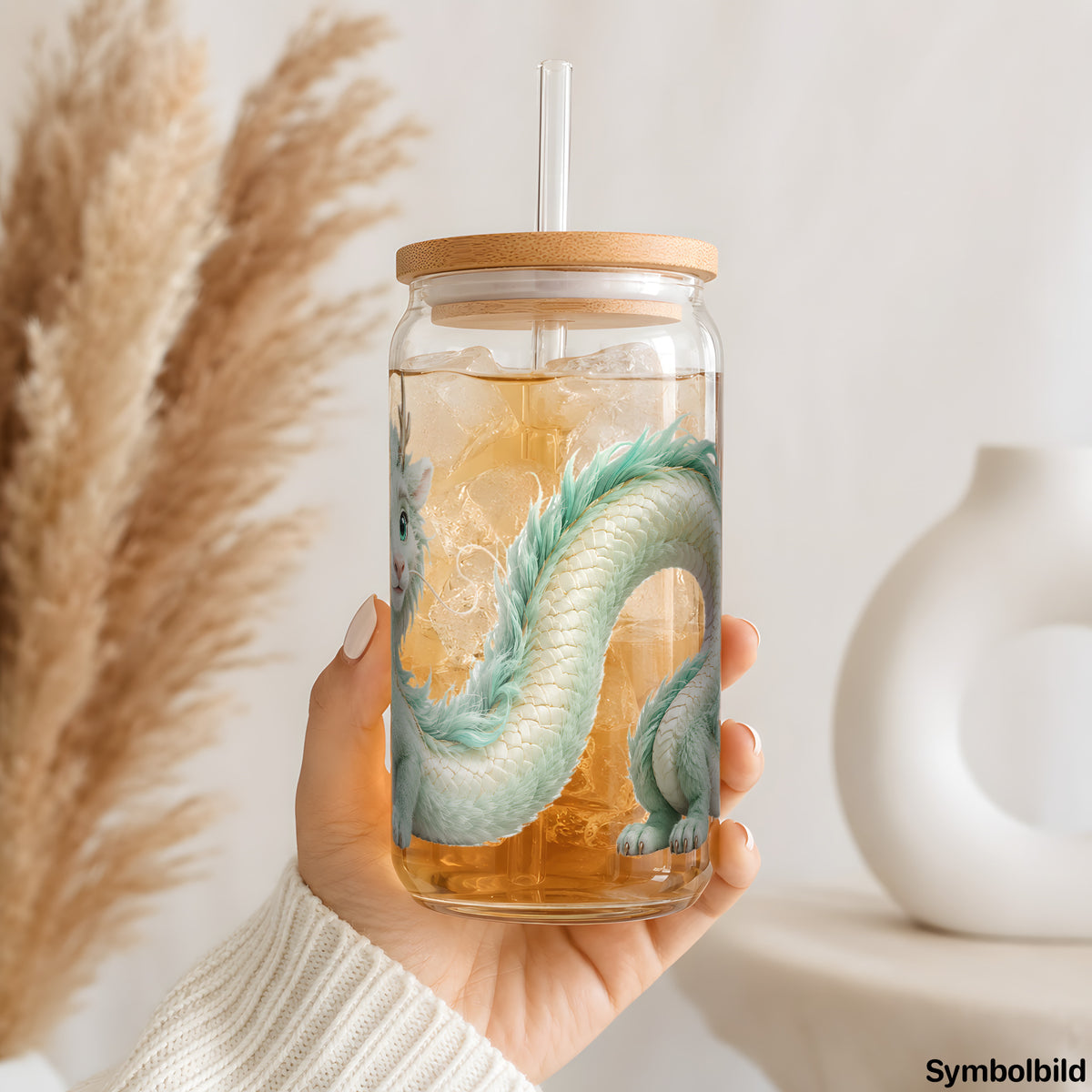 Wolkendrache-Aufkleber auf einem 16oz Glasbecher