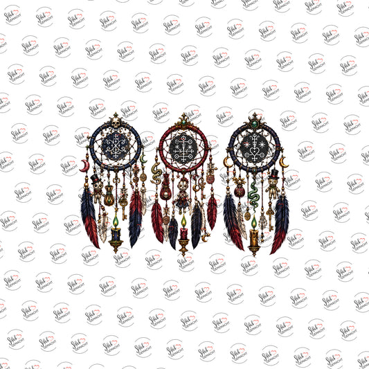 Traumfänger-Trio mit Juwelen als Rub-on-Sticker, einzeln