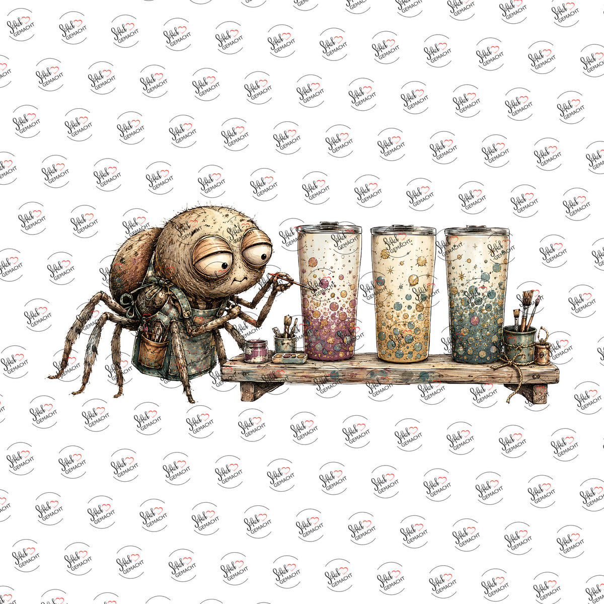 Spinne bemalt Becher als Rub-on-Sticker, einzeln