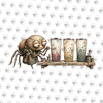Spinne bemalt Becher als Rub-on-Sticker, einzeln