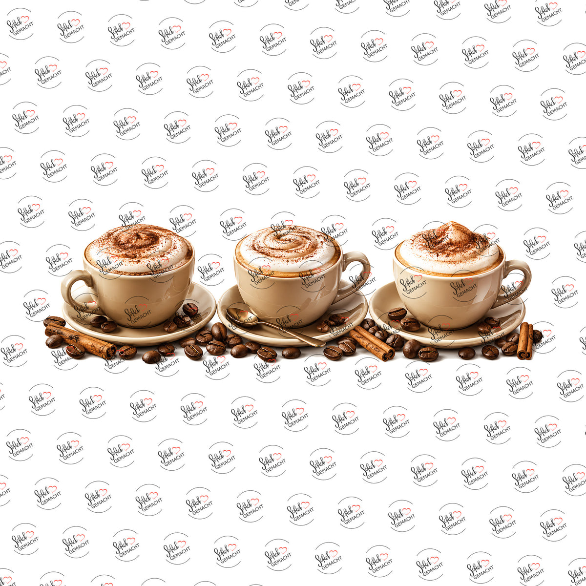 Cappuccino mit Zimtstangen als Rub-on-Sticker, einzeln