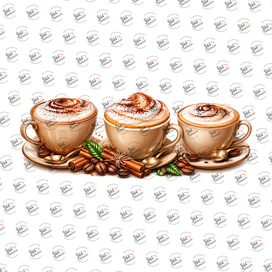 Cappuccino mit Zimt als Rub-on-Sticker, einzeln