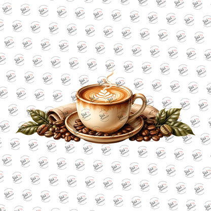 Latte Art auf dem Tisch als Rub-on-Sticker, einzeln