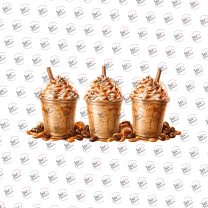 Frappé mit Karamellsoße als Rub-on-Sticker, einzeln