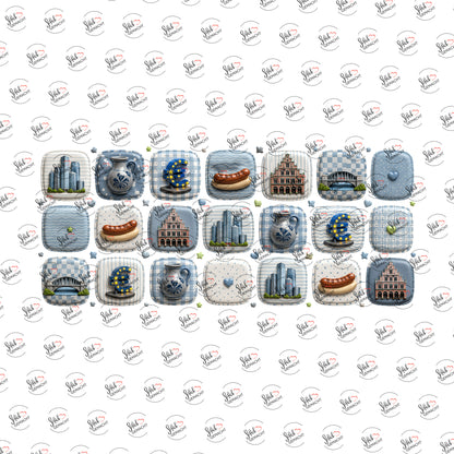 Frankfurt-Kachelmuster als Rub-on-Sticker, einzeln