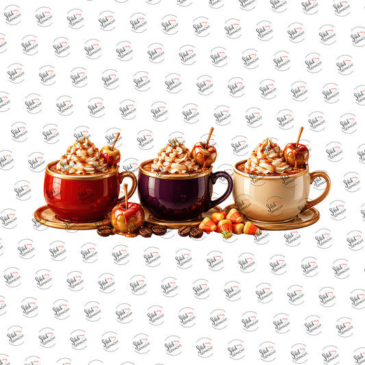 Karamellapfel-Kaffee als Rub-on-Sticker, einzeln