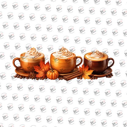 Kürbis-Kaffee mit Sahne als Rub-on-Sticker, einzeln
