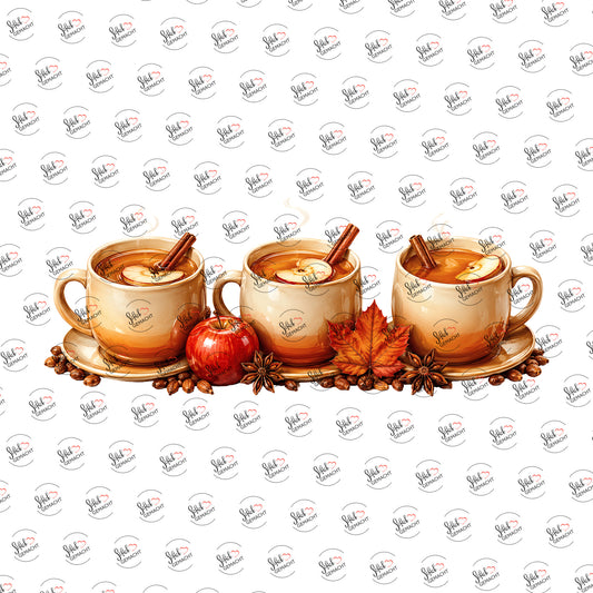 Apfel-Zimt-Kaffee als Rub-on-Sticker, einzeln