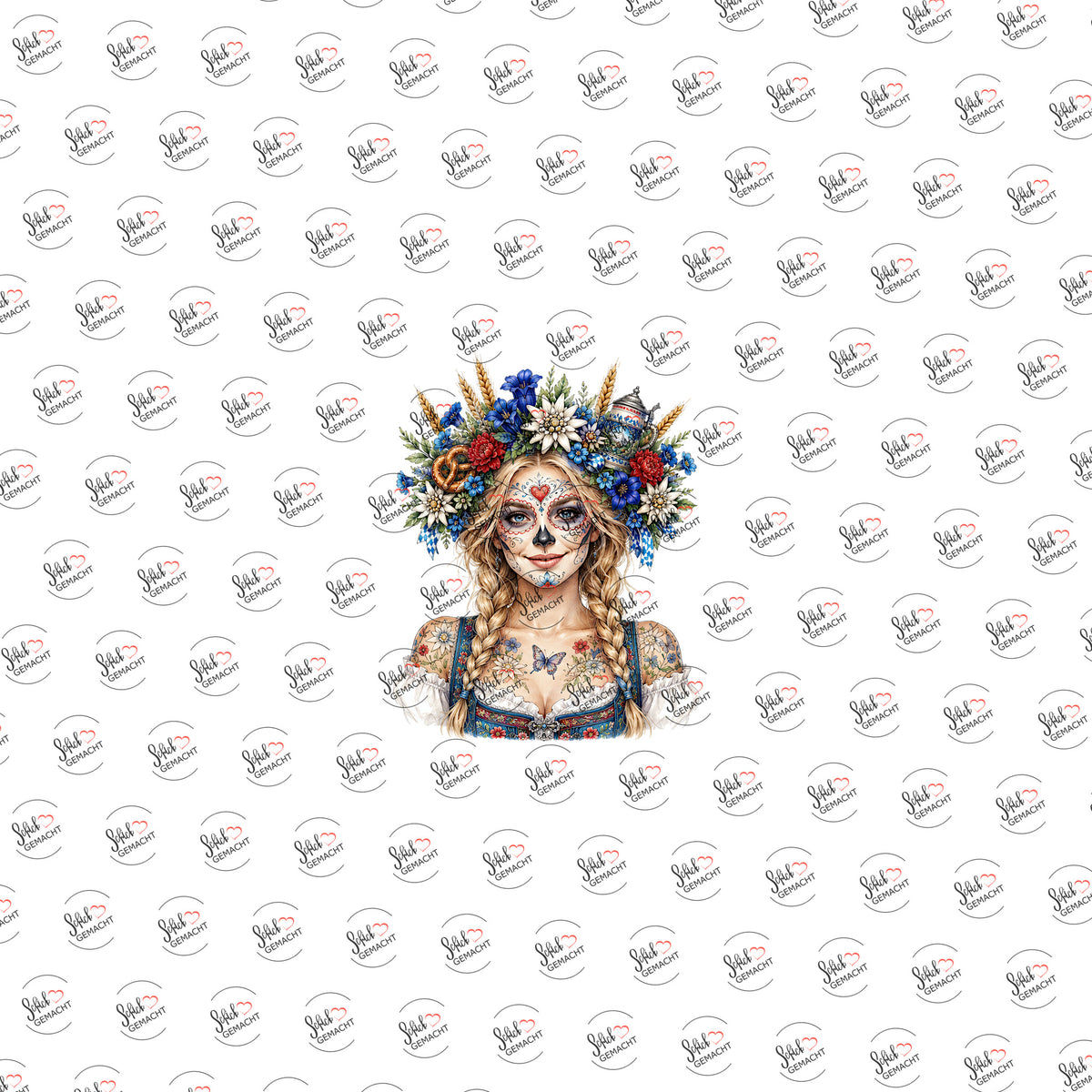 Catrina mit Ährenkranz als Rub-on-Sticker, einzeln