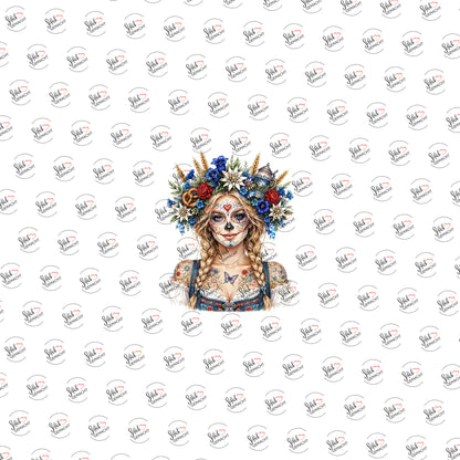 Catrina mit Ährenkranz als Rub-on-Sticker, einzeln