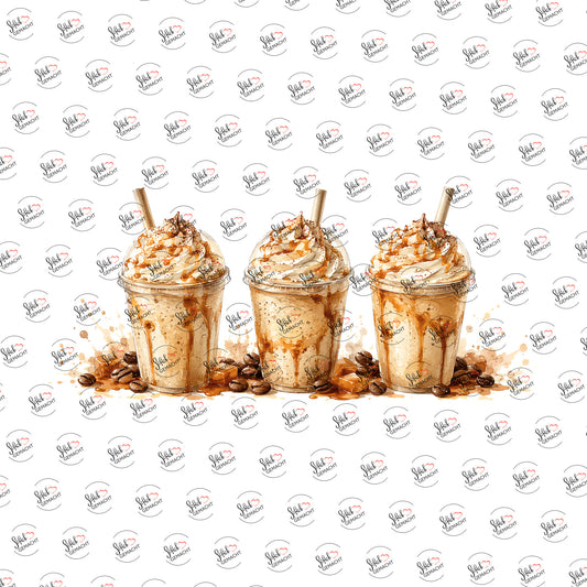 Eiskaffee mit Karamellhaube als Rub-on-Sticker, einzeln