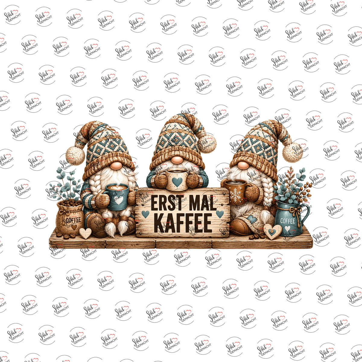 Erst mal Kaffee als Rub-on-Sticker, einzeln