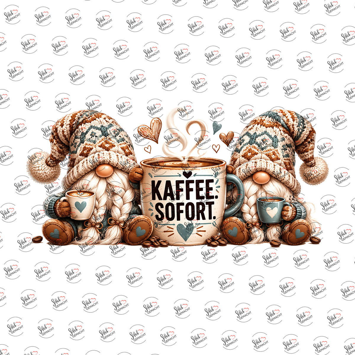 Kaffee. Sofort. als Rub-on-Sticker, einzeln