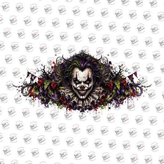 Clown mit Wimpelkette als Rub-on-Sticker, einzeln