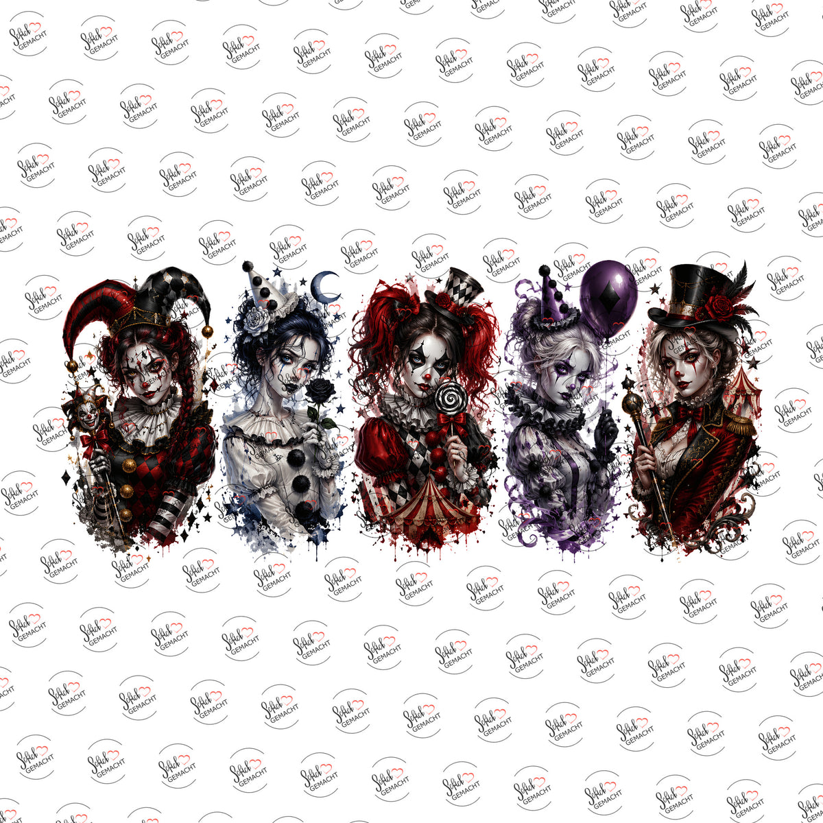 Harlekin-Galerie als Rub-on-Sticker, einzeln