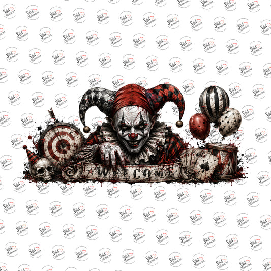 Clown am Jahrmarkt als Rub-on-Sticker, einzeln