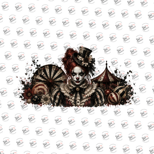 Clownsdame mit Zylinder als Rub-on-Sticker, einzeln