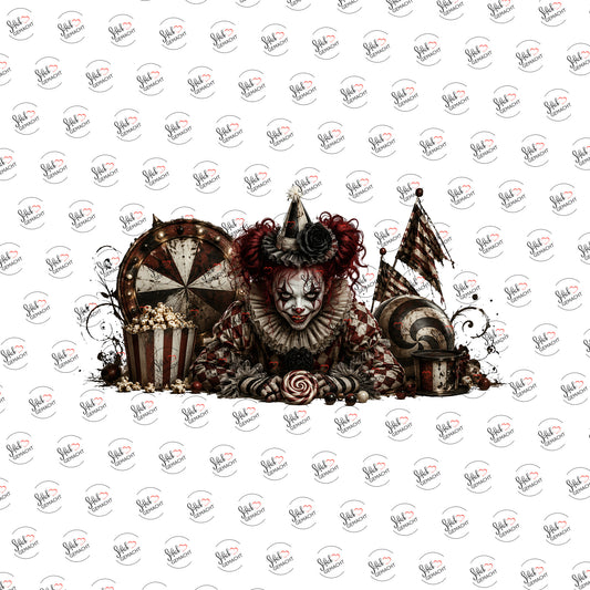 Clown im Zirkuszelt als Rub-on-Sticker, einzeln