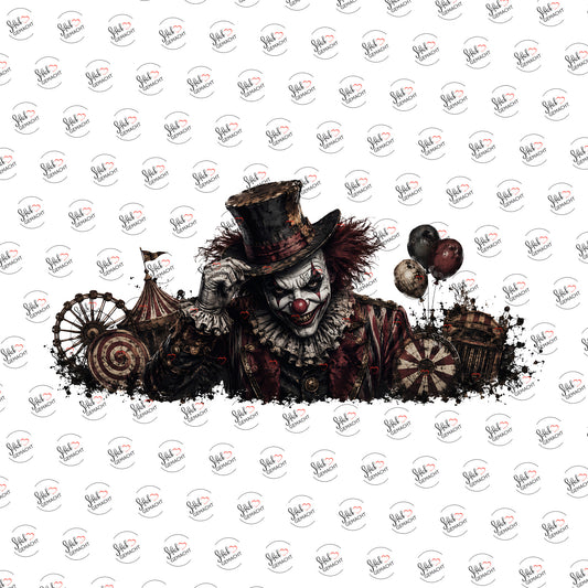 Clown mit Zylinder als Rub-on-Sticker, einzeln