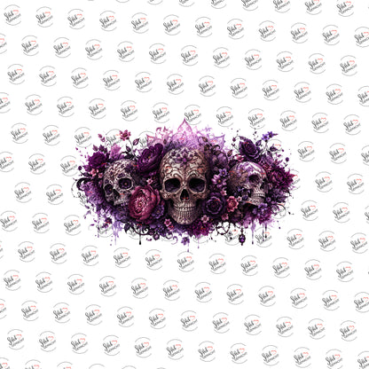 Totenköpfe in Violett als Rub-on-Sticker, einzeln
