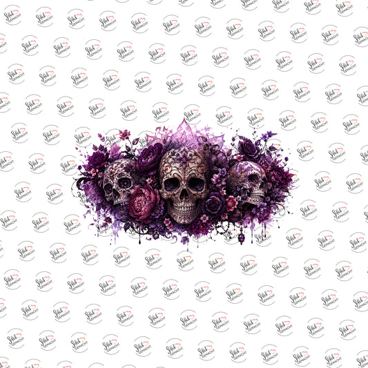Totenköpfe in Violett als Rub-on-Sticker, einzeln