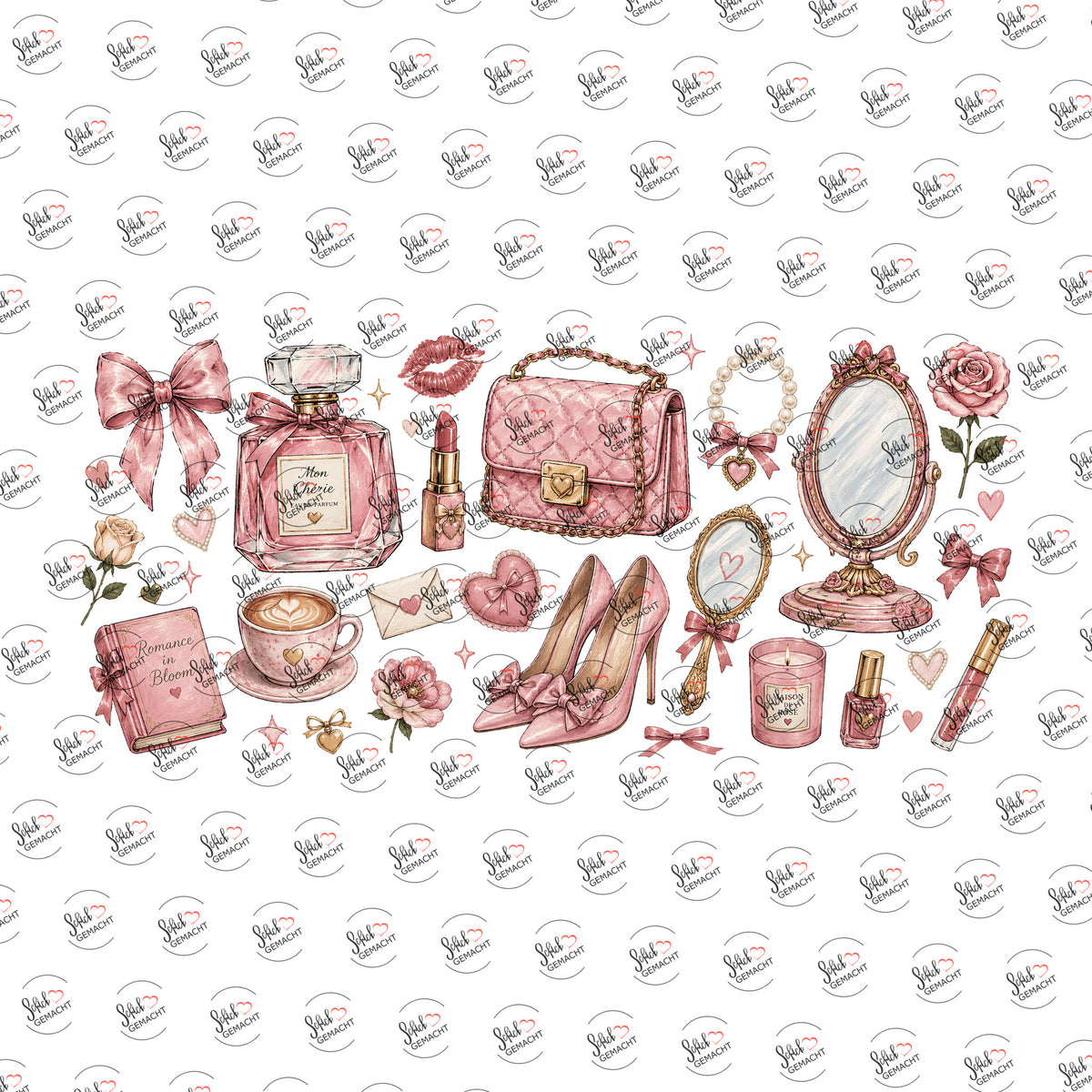 Beauty-Sammlung in Rosa als Rub-on-Sticker, einzeln