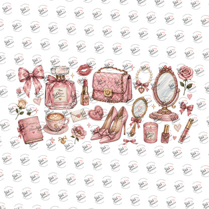 Beauty-Sammlung in Rosa als Rub-on-Sticker, einzeln