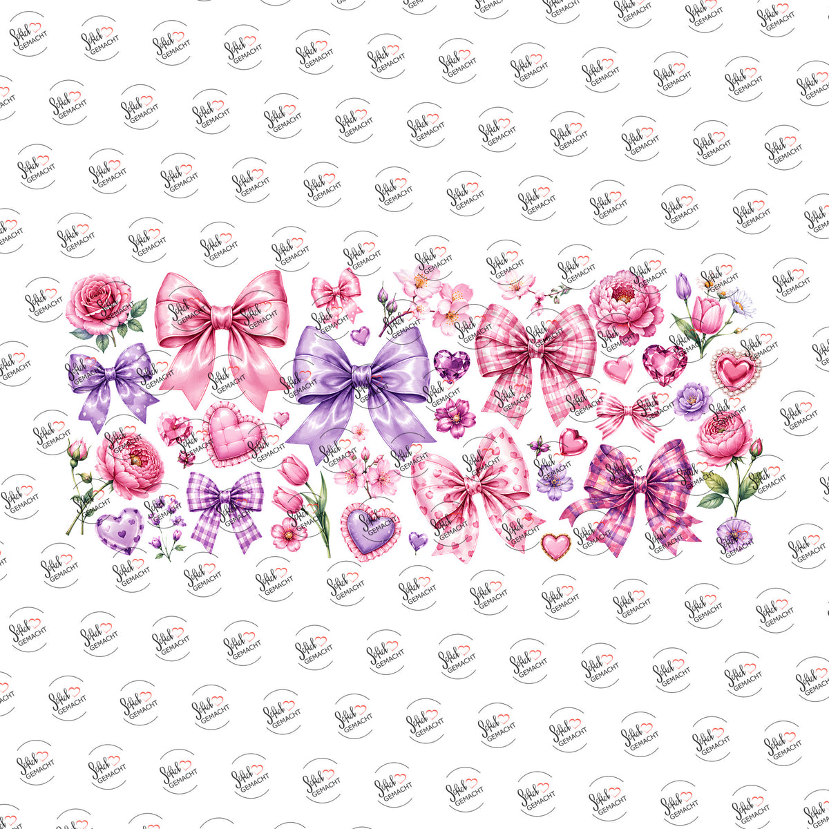 Blumige Schleifen als Rub-on-Sticker, einzeln