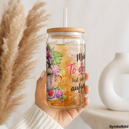 Becher-Aufkleber „Meine To-do-Liste“ auf einem 16oz Glasbecher