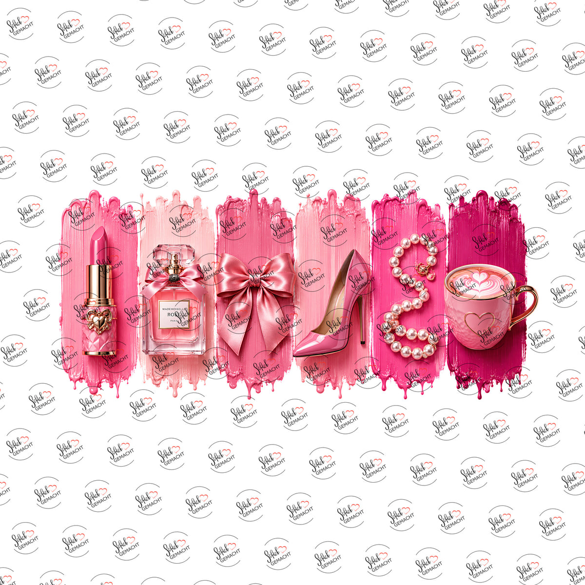 Pinke Lieblingsstücke als Rub-on-Sticker, einzeln