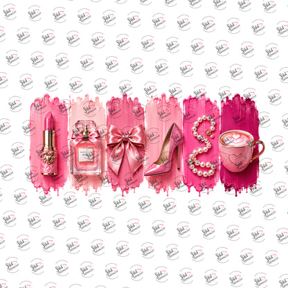 Pinke Lieblingsstücke als Rub-on-Sticker, einzeln