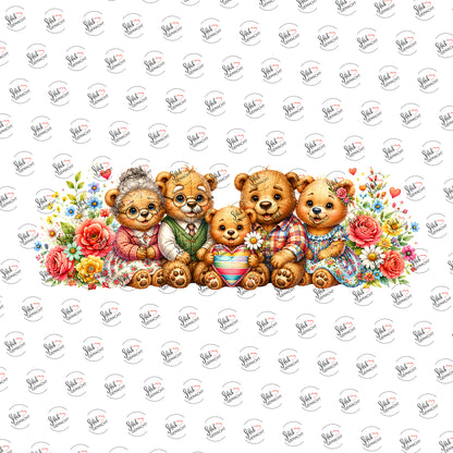 Teddybären-Familie als Rub-on-Sticker, einzeln
