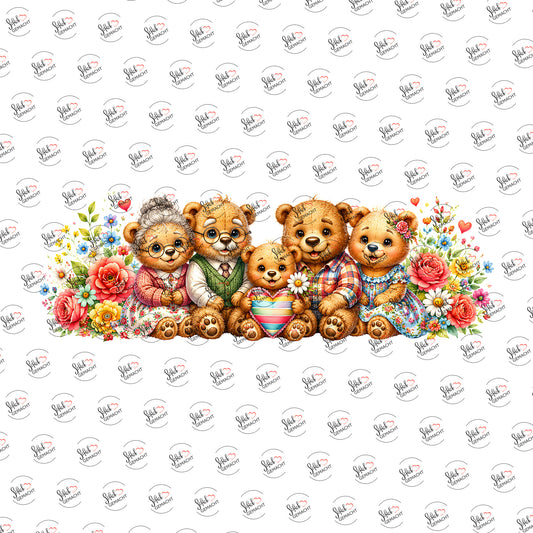 Teddybären-Familie als Rub-on-Sticker, einzeln