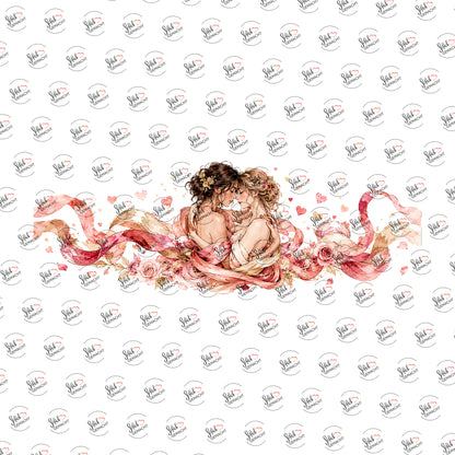 Verliebte Engel in Rosé als Rub-on-Sticker, einzeln