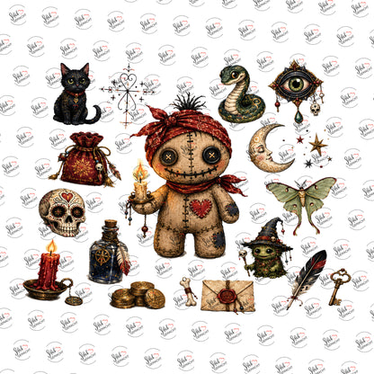 Voodoo-Puppe im Mondlicht als Rub-on-Sticker, einzeln