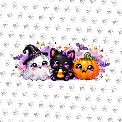 Geist, Katze und Kürbis als Rub-on-Sticker, einzeln
