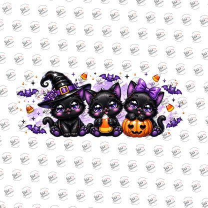 Schwarze Kätzchen zu Halloween als Rub-on-Sticker, einzeln