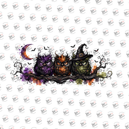Eulen in der Halloweennacht als Rub-on-Sticker, einzeln