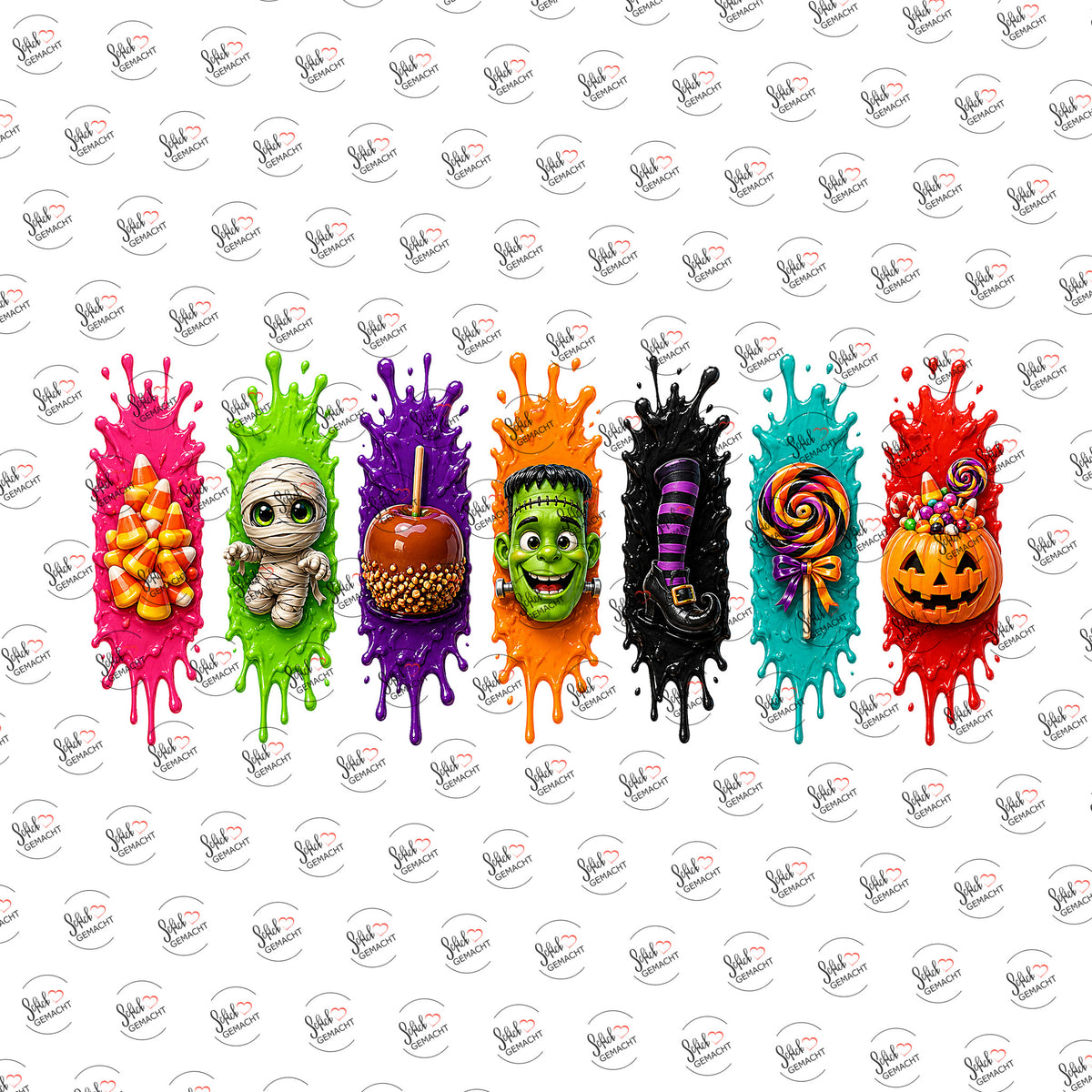 Halloween-Naschereien als Rub-on-Sticker, einzeln