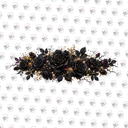 Schwarze Rosen mit Gold als Rub-on-Sticker, einzeln