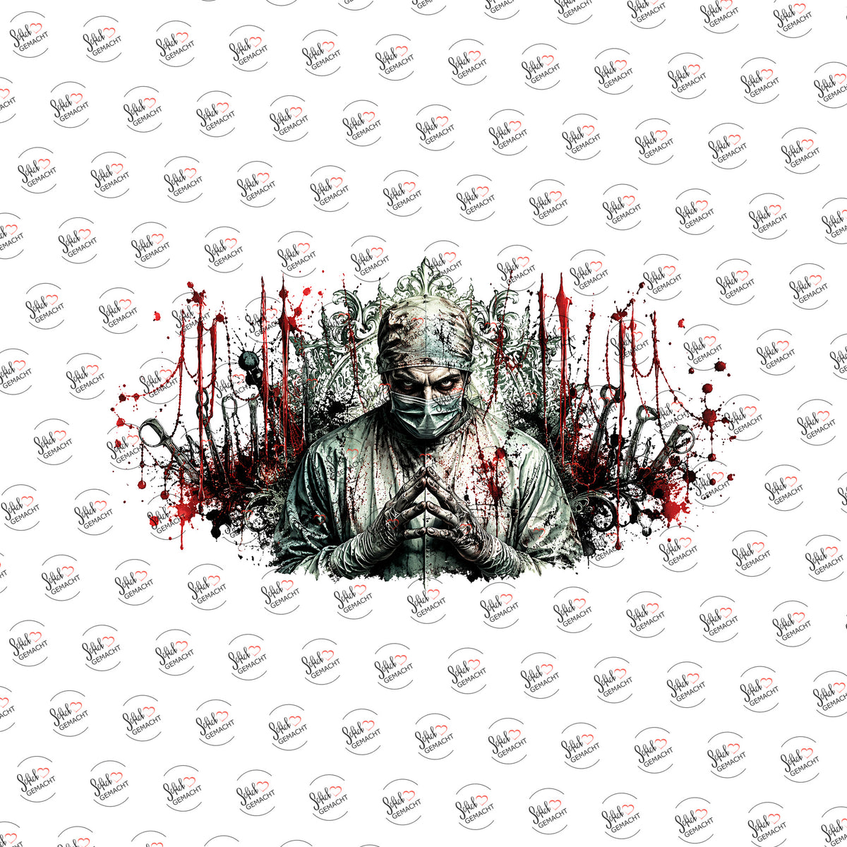 Blutiger Chirurg als Rub-on-Sticker, einzeln