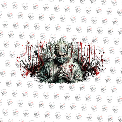 Blutiger Chirurg als Rub-on-Sticker, einzeln