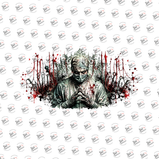 Blutiger Chirurg als Rub-on-Sticker, einzeln