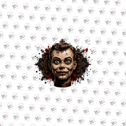 Grinsende Puppe als Rub-on-Sticker, einzeln